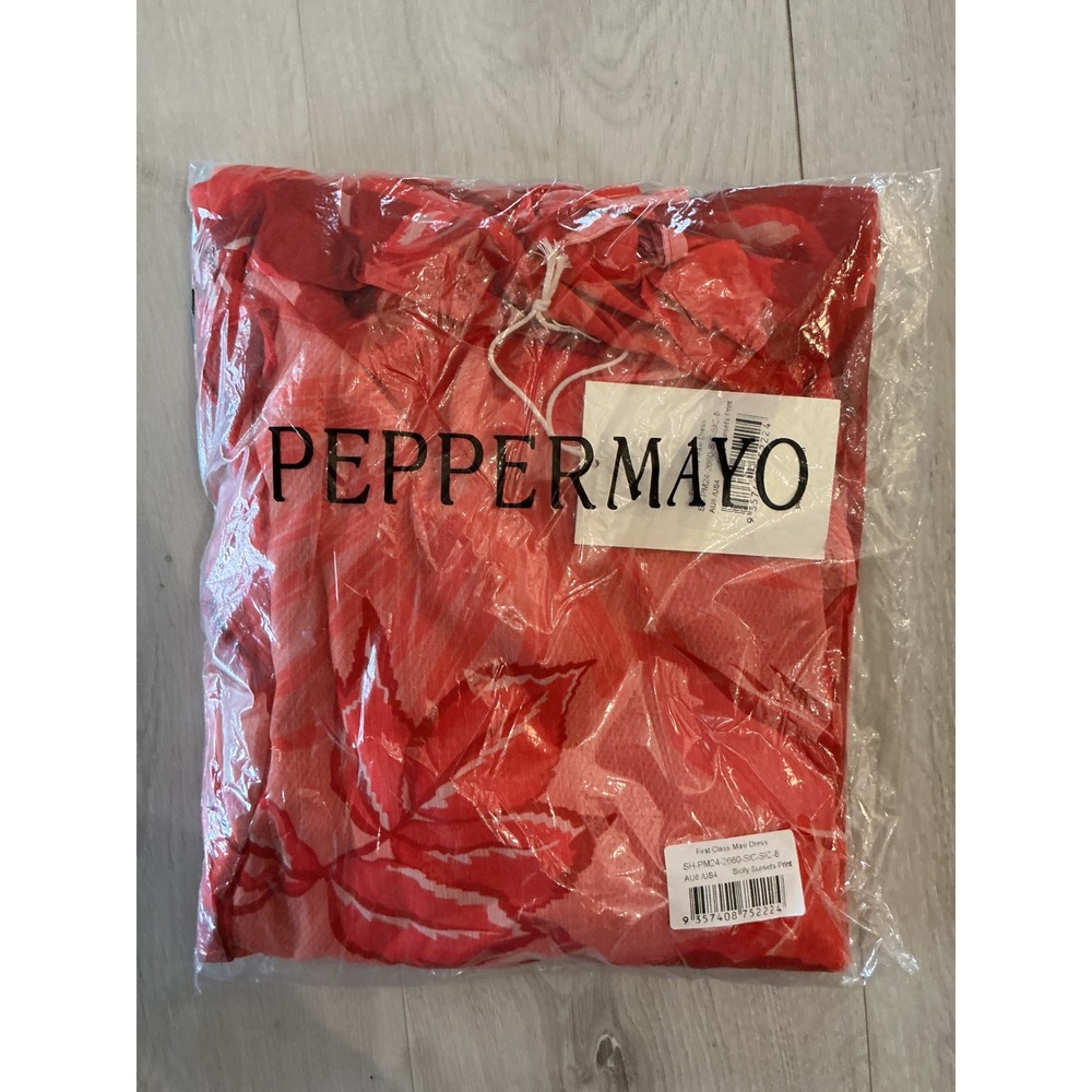 Peppermayo First Class Maxi Dress Sicily Sunsets Red Pink Size 4 New With Tags - Picture 6 of 10